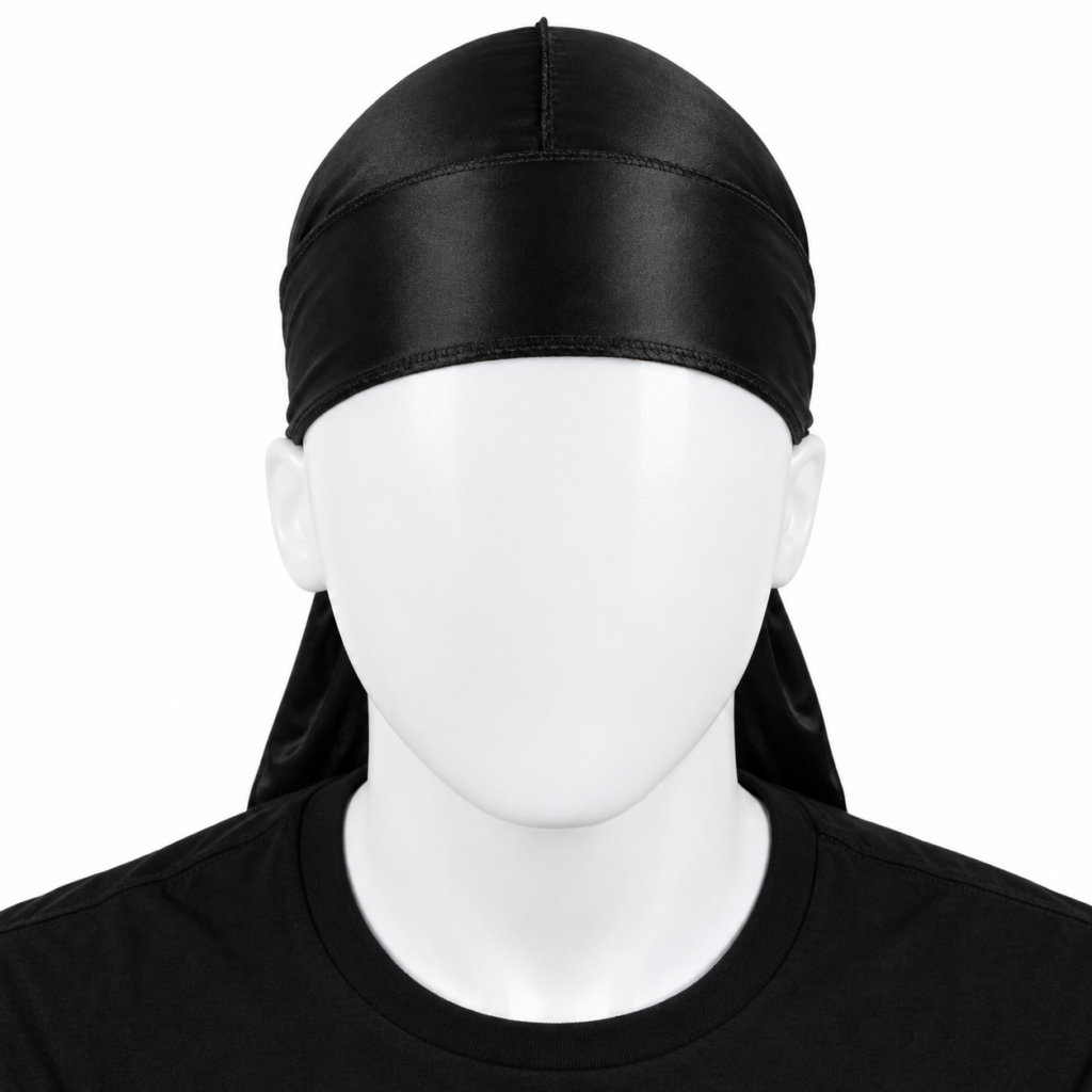 Black Long Tail Silky Durag